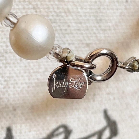 Vintage Judy Lee Faux Pearl Aurora Borealis Signed Necklace - Picture 10 of 11